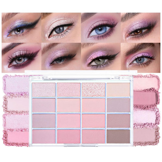 16Colors Pink Nude Brown Basics Matte Eyeshadow Palette,Muted Pink Eye Shadow Makeup Travel Makeup Palette all in one Long Lasting Waterproof,Great for Travel Gift Kit