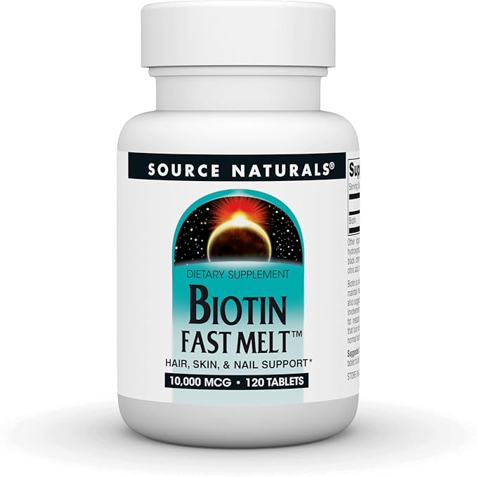 Source Naturals Biotin Fast Melt, Hair Skin and Nail Support*, 10,000 mg - 120 Fast Melt Tablets