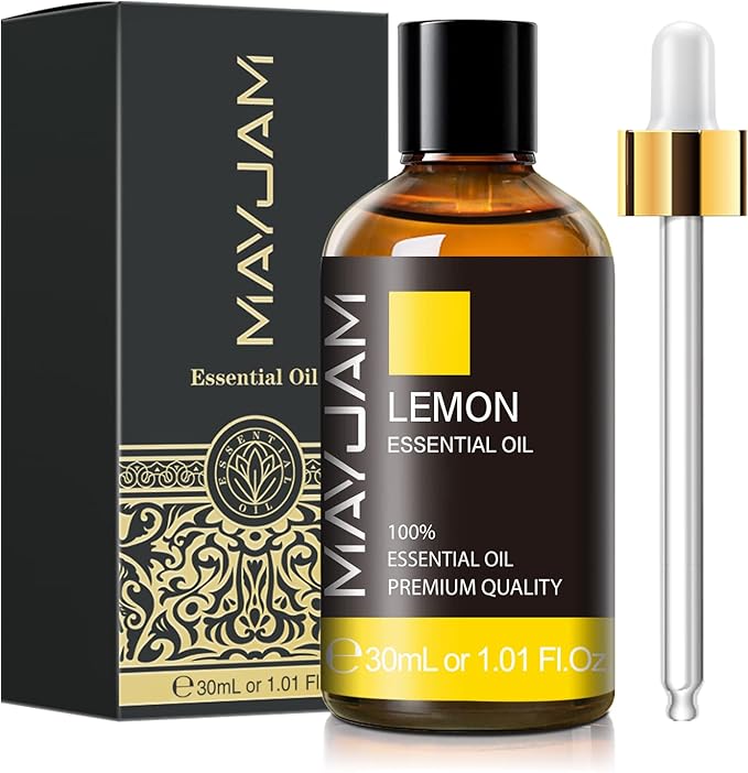 Lemon Essential Oil 30ML/1.01FL.OZ, MAYJAM Premium Lemon Oil Essential Oils with Glass Dropper, Great for Aromatherapy Diffuser and Candle Soap Making