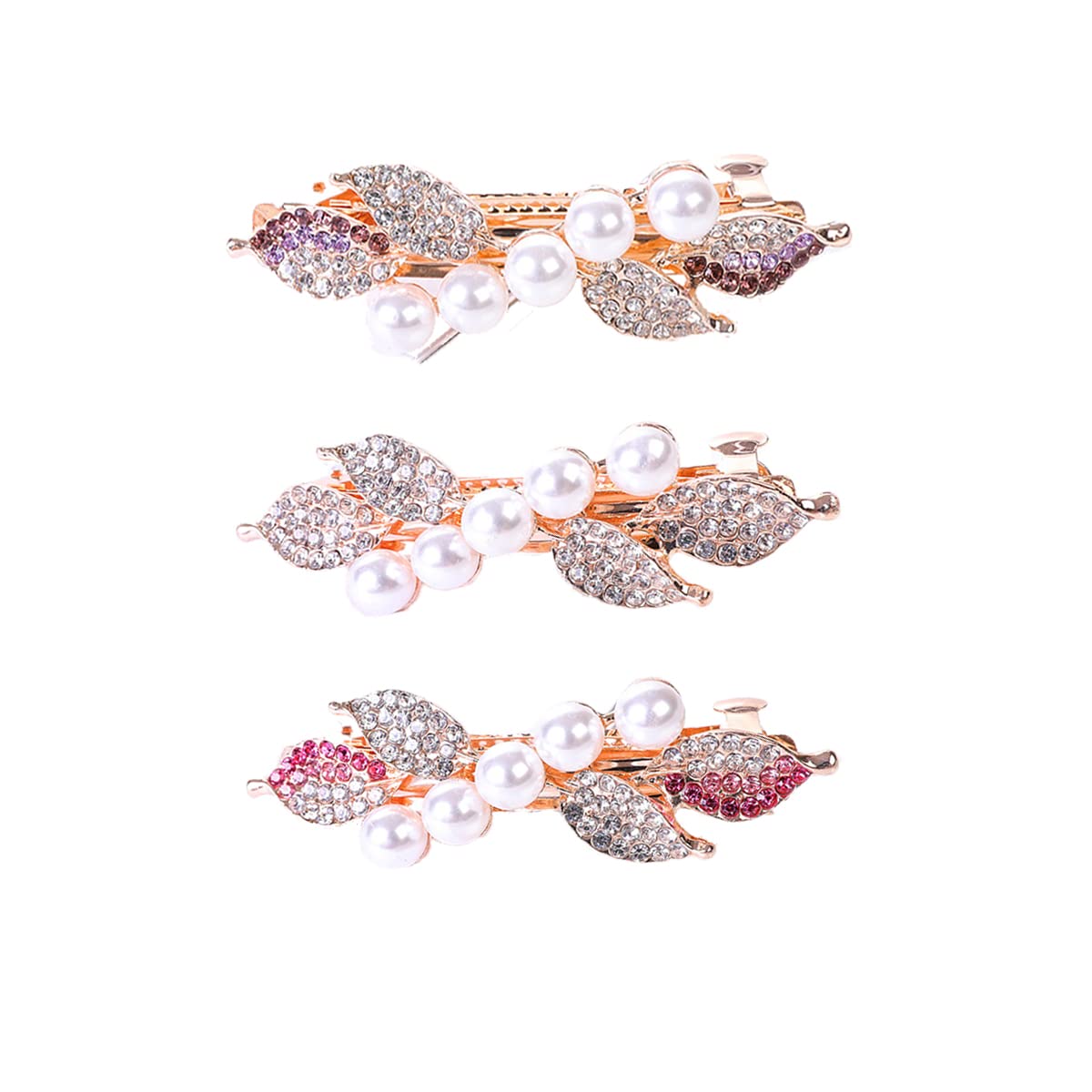 3 Pieces Beautiful Rhinestones Retro Classic Large Hair Clips Hair Accessories for Thick Hair Wedding Hairpin Bridal Pin 6cm, 1-Pearl Multicolor A