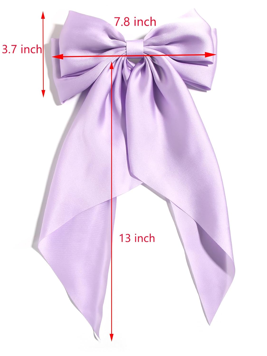 SUSULU Blue Hair Bow Clips for Women Lilac Big Bows Metal Clips French Barrette with Long Tail Satin Ribbon Hairpin Lady Barrettes Scrunchies Ponytail Accessories 2pcs