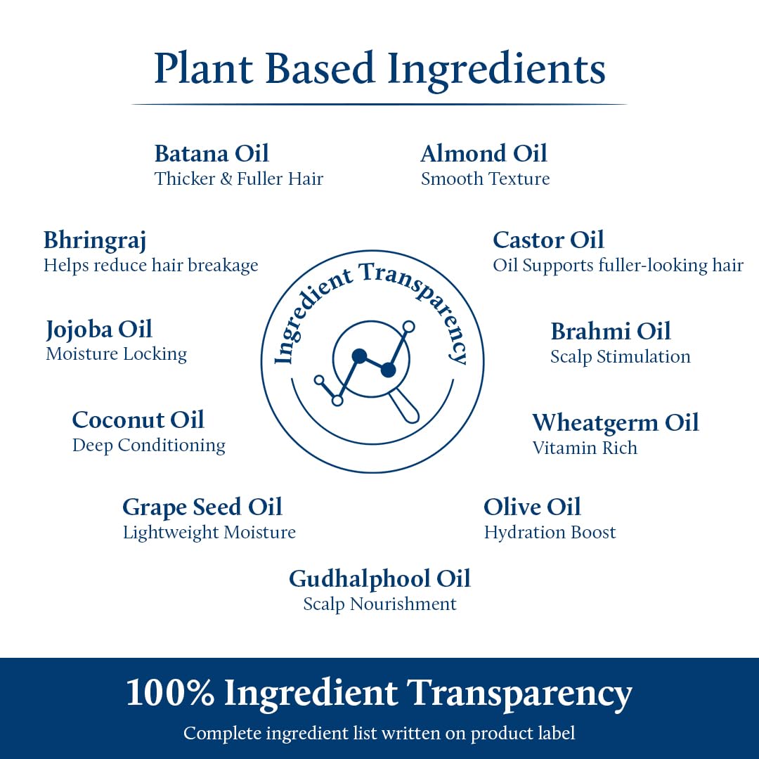 Blue Nectar Batana Oil for Thicker Hair | Pure Honduras Batana Oil for Hair Growth with Organic Almond Oil | Ayurvedic Hair Growth Oil for Stronger Hair (12 Herbs, 3.38 FlOz)