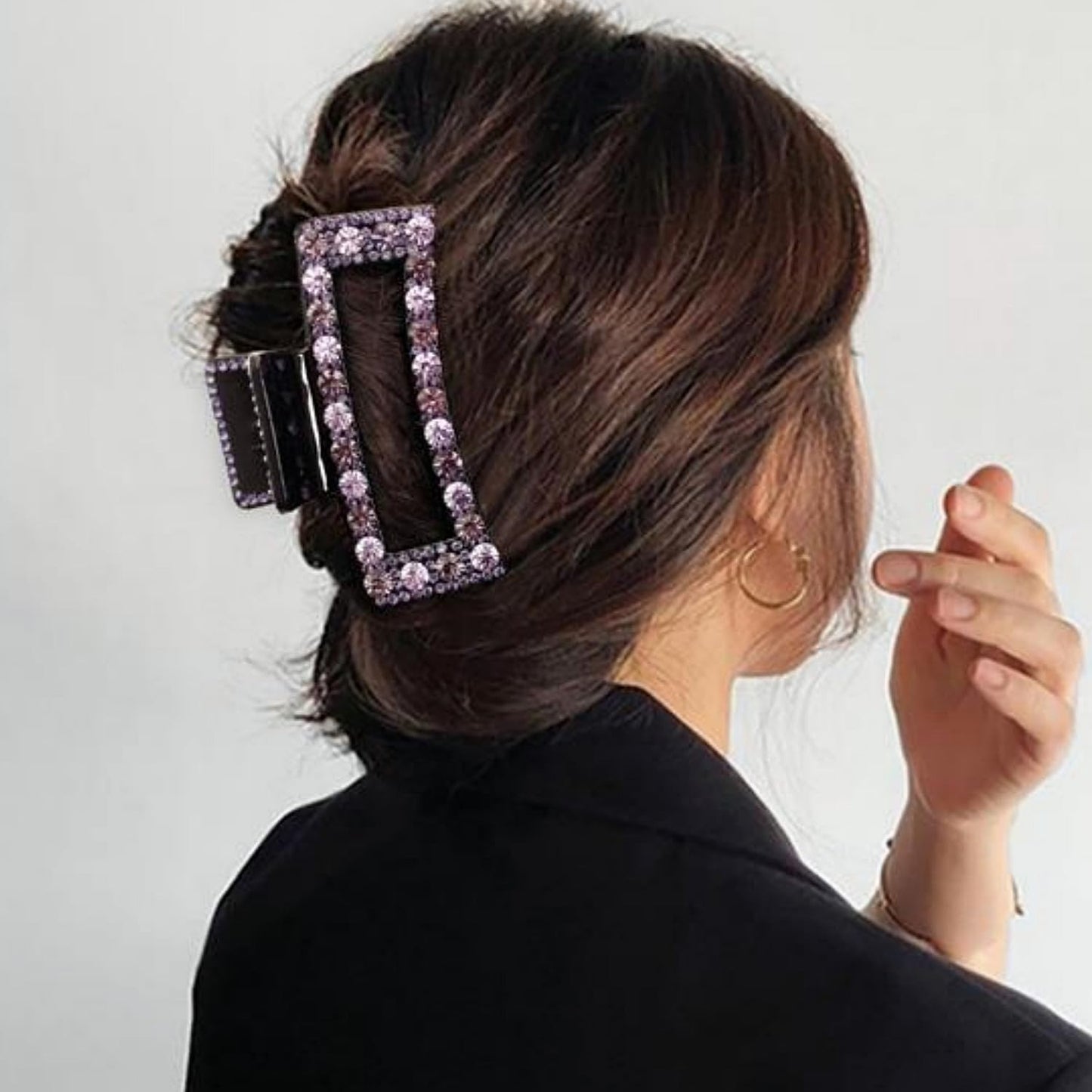 Rhinestone Crystal Hair Clips, 2 Pack Exquisite Hair Claw Clips Nonslip Hair Claws for Thick Long Hair, Fashion Hair Clamp Accessories for Women Ladies Strong Hold Hair Barrette for Hair Styling