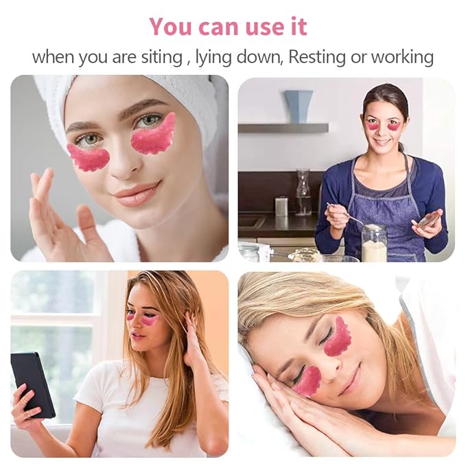 MOND'SUB Under Eye Mask - 6 Pairs Orange Crystal Eye Mask for Sleeping- Puffy Eyes Dark Circles Treatments with Hyaluronic Acid, Reduce Under Eye Bags and Smooth Wrinkles, Brighten (Cranberry)