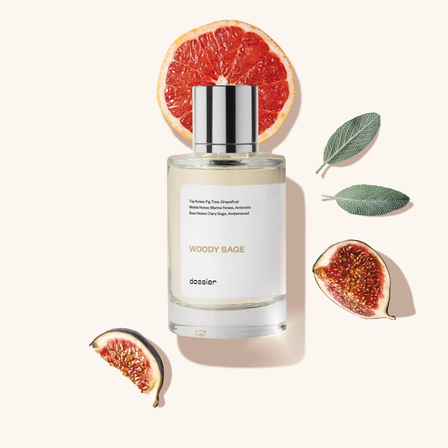 Dossier - Woody Sage - Eau de Parfum - Inspired by J.Malone's Wood Sage & Sea Salt - Perfume Luxury - Pure Infused - Paraben-Free - Vegan - For Women Men Unisex - Fragrance 3.4 Fl oz (Spray 100ml)