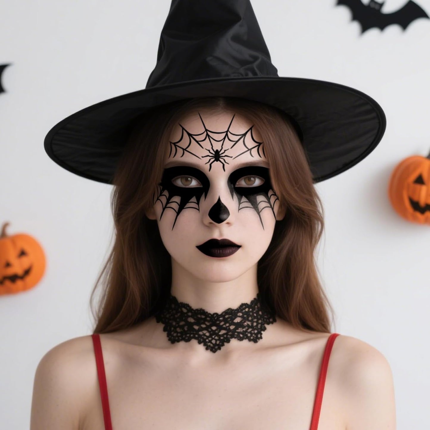 Halloween Spider Web Face Tattoos, Temporary Tattoos Stickers, Face Tattoo Decals,Temporary Makeup Tattoos, Face Tattoo Sticker Art for Adult Kids Halloween Costume Accessories 8Pcs