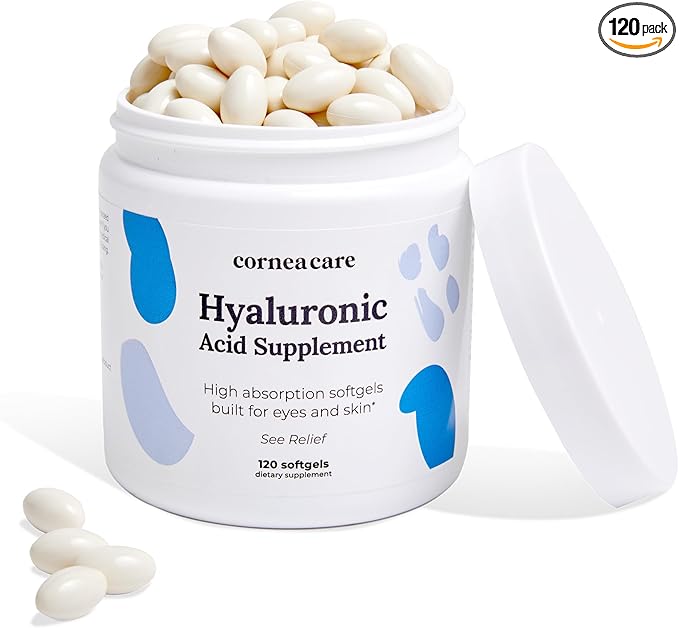 High Absorption Hyaluronic Acid | Hyaluronic Acid Supplements | Hydration Tablets | Anti Aging Supplement | Eye Vitamins | Eye Supplements | 120 Softgels