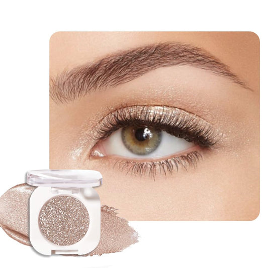 Nude Glitter Single Eyeshadow, Lightweight Blendable Mini Eye Shadow for Older Women, Monochrome Eyeshadow Palette Makeup Pigmented Waterproof, Vegan & Cruelty-Free, 10