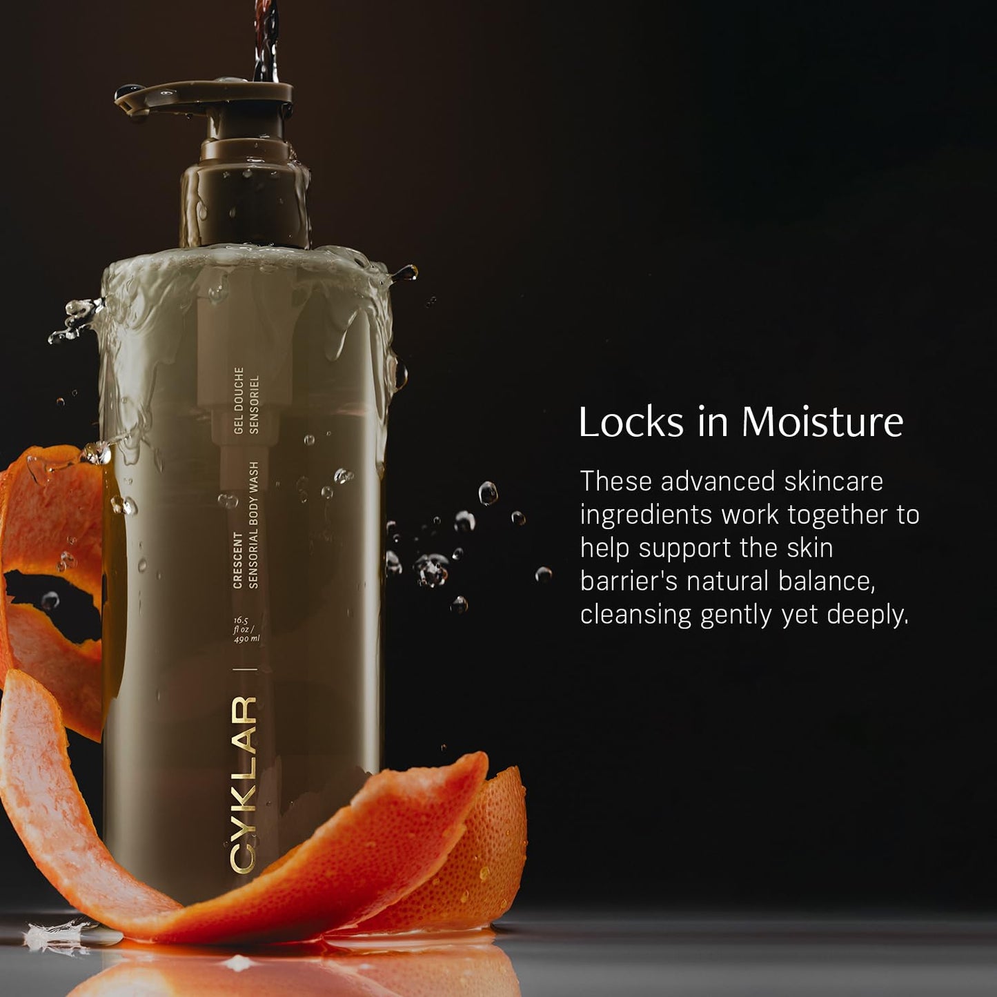 CYKLAR Sensorial Body Wash. Crescent Fragrance Hydrating Cleanser with Moisture Locking Multi-Oil Complex, Sodium PCA and Glycerin. Nourishing Shower Gel for Women and Men, 16.5 Fl Oz Luxury Bodywash