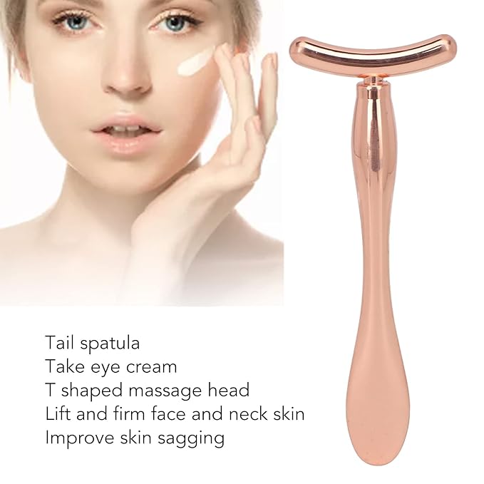 3 Pcs Metal Eye Cream Applicator Wand Stick, T Shaped Massage Stick Set, Face Roller Massager Tool, Professional Women Facial Massager for Reducing Puffiness Wrinkle
