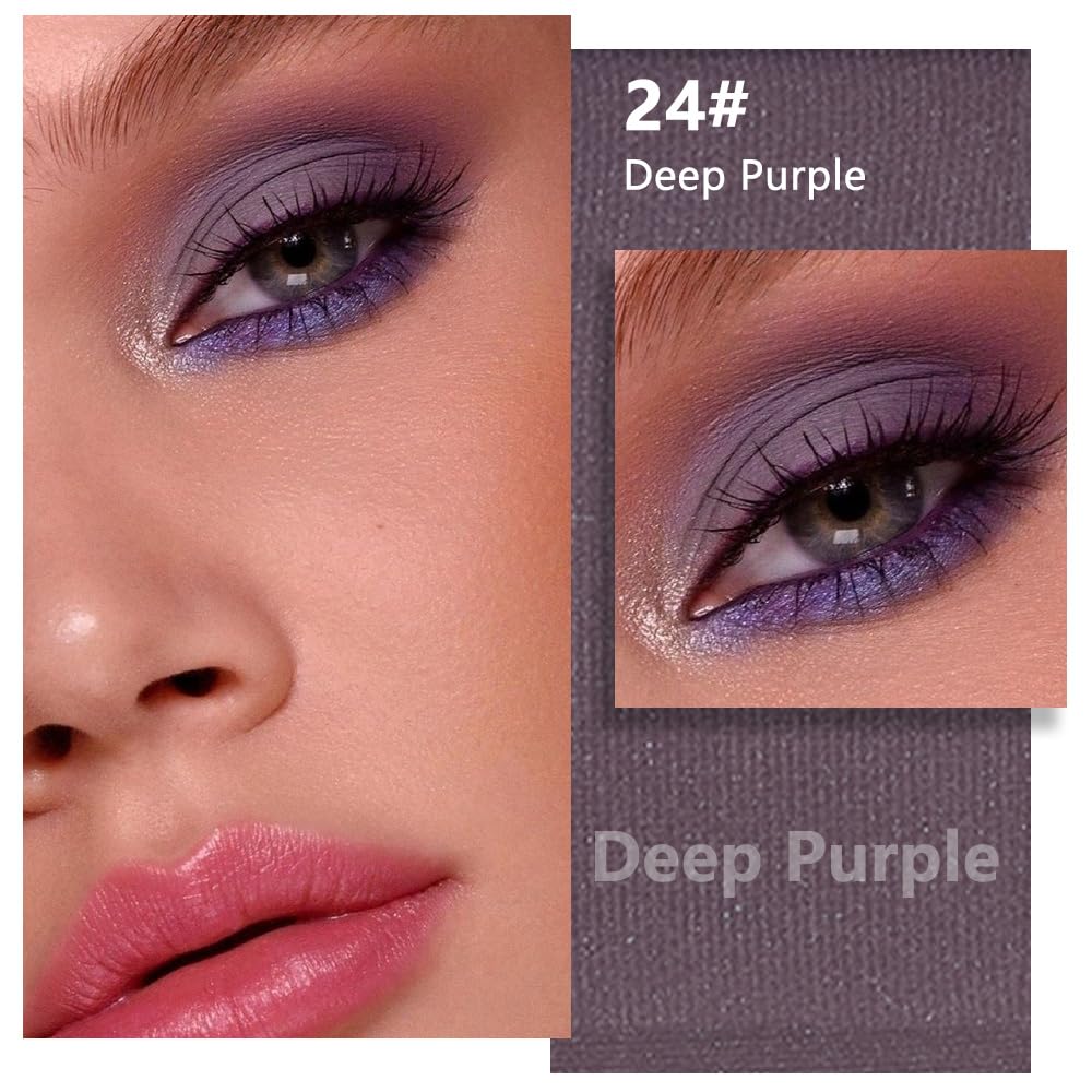 evpct Deep Purple Matte Single Eye Shadow Palette Makeup for Older Women, Purple Natural Pressed Eyeshadow Palette for Eyes, High Pigment Long-lasting Mini Monochrome Eyeshadow Sombra Para Ojos