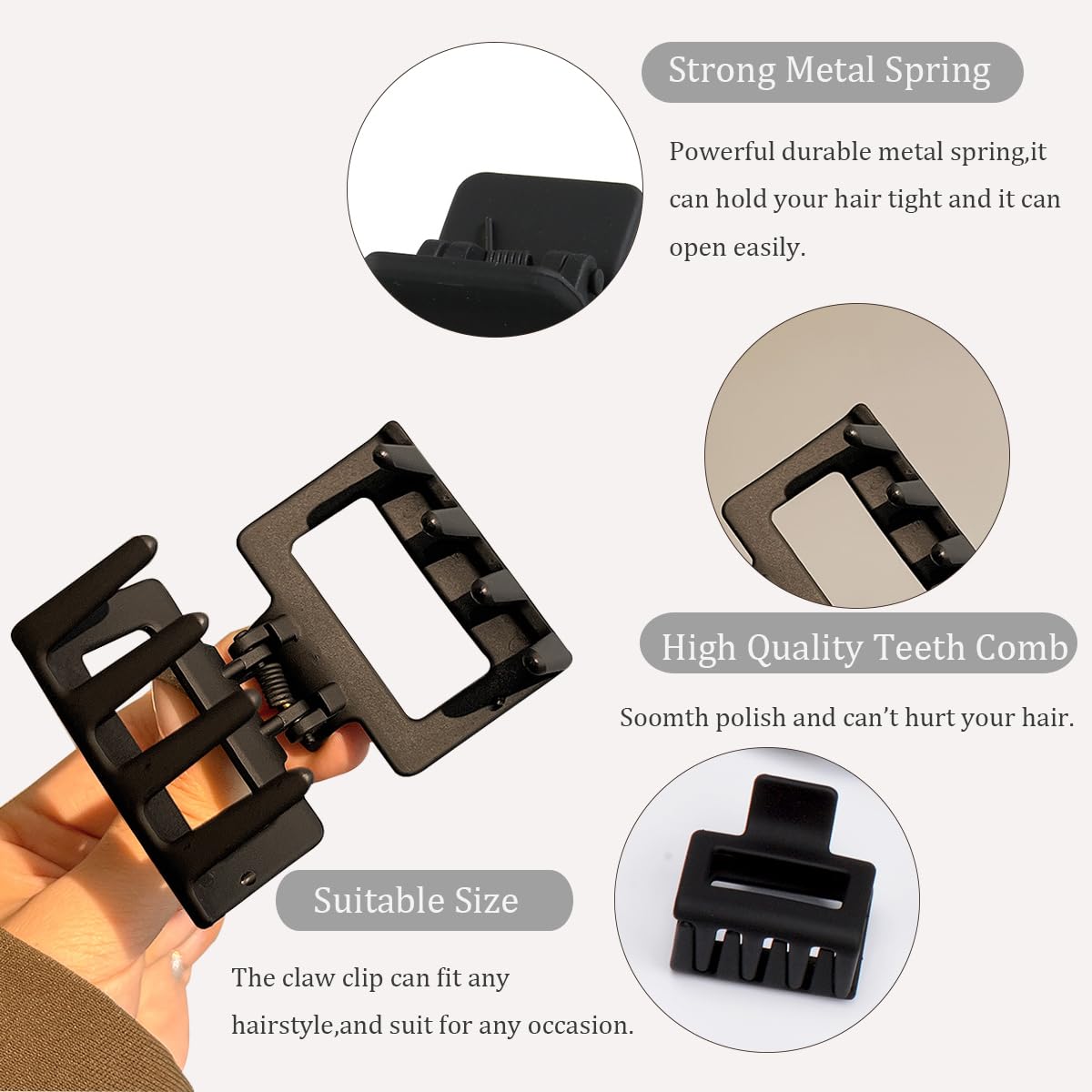 Mehayi 9 PCS Matte Hair Clips Claw for Women Girls, 3 Styles Nonslip Small Hold Strong Hold Cute Jaw Clip Barrettes for Thick Thin Long Short Hair, Fashion Acrylic Hair Clamps Styling Accessories