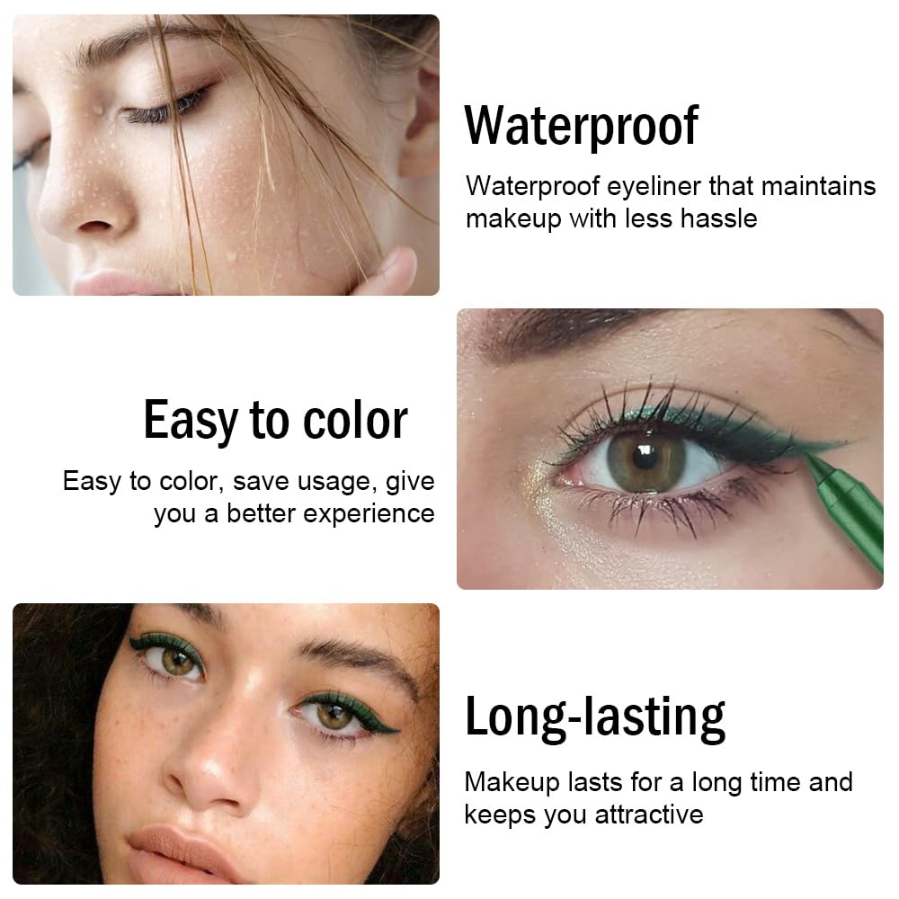 Kaely Gel Eyeliner Pencil for Women, Pearl Green Eye Liner Waterproof Smudge Proof with Sharpener, Waterline Eye Makeup Liners, delineador de ojos contra el agua, Vegan & Cruelty-Free, 06