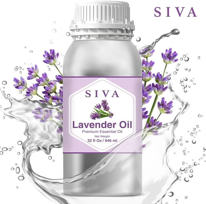 Siva Lavender Essential Oil – 32 Fl Oz – 100% Natural Lavender Oil - for Diffuser, Hair Care, Face, Skin Care, Aromatherapy, Scalp and Body Massage, Soap and Candle Making
