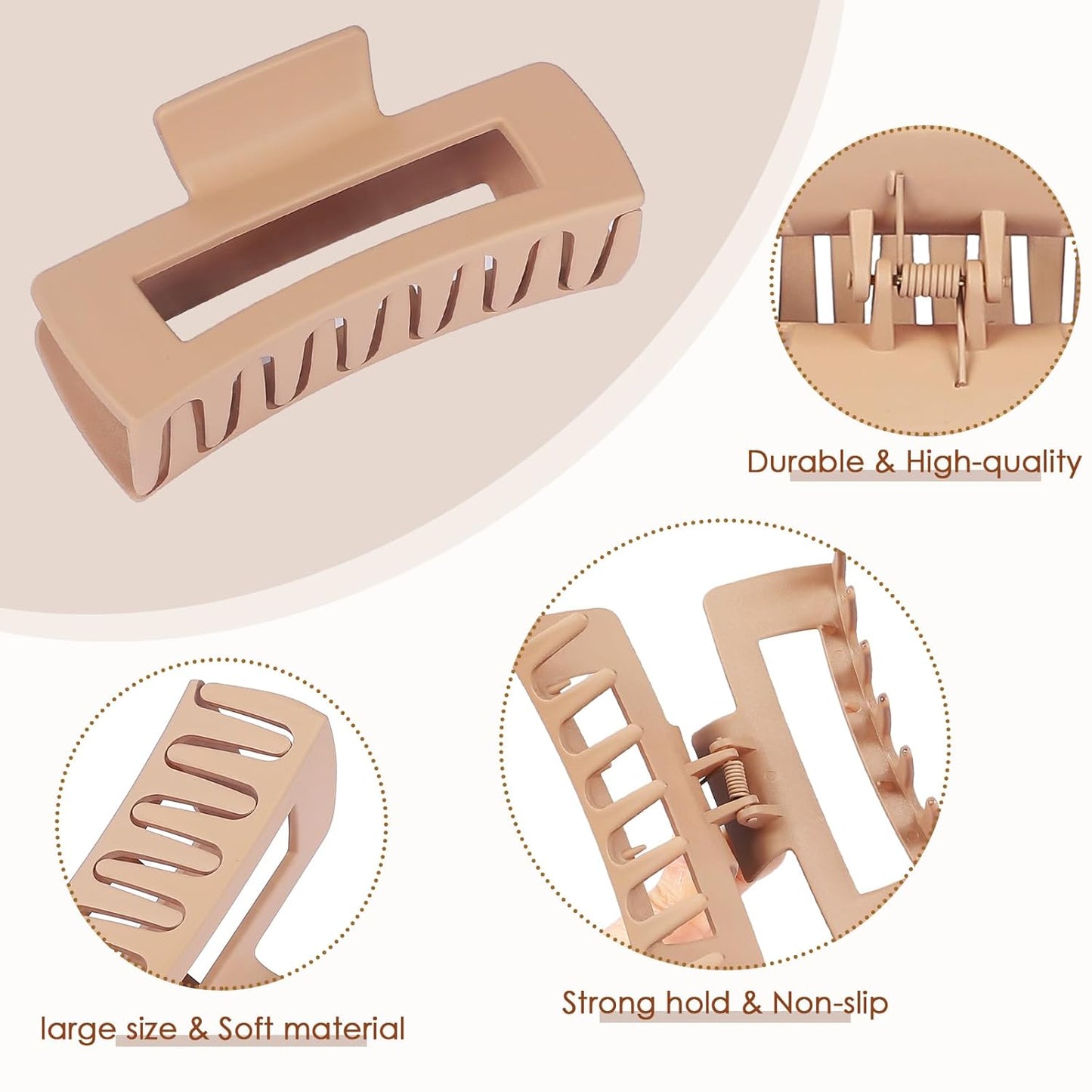 4.1 Inch Large Hair Clips 8 Pcs Square Claw Clips for Thick Hair Big Hair Claw Clips Acrylic Banana Jaw Clips Hair Accessories for Women and Girls -Transparent