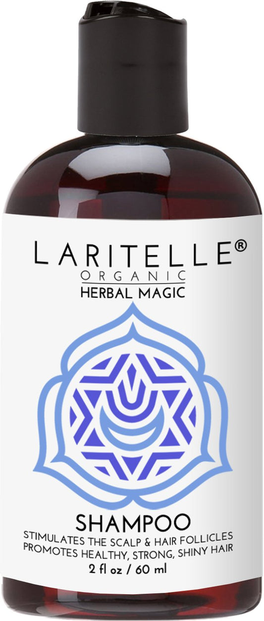 Laritelle Organic Travel Size Shampoo 2 oz | Hair Loss Prevention, Clarifying & Strengthening | Rosemary & Saw Palmetto | NO GMO, Sulfates, Alcohol, Parabens, Phthalates | Unscented. Hypoallergenic GF