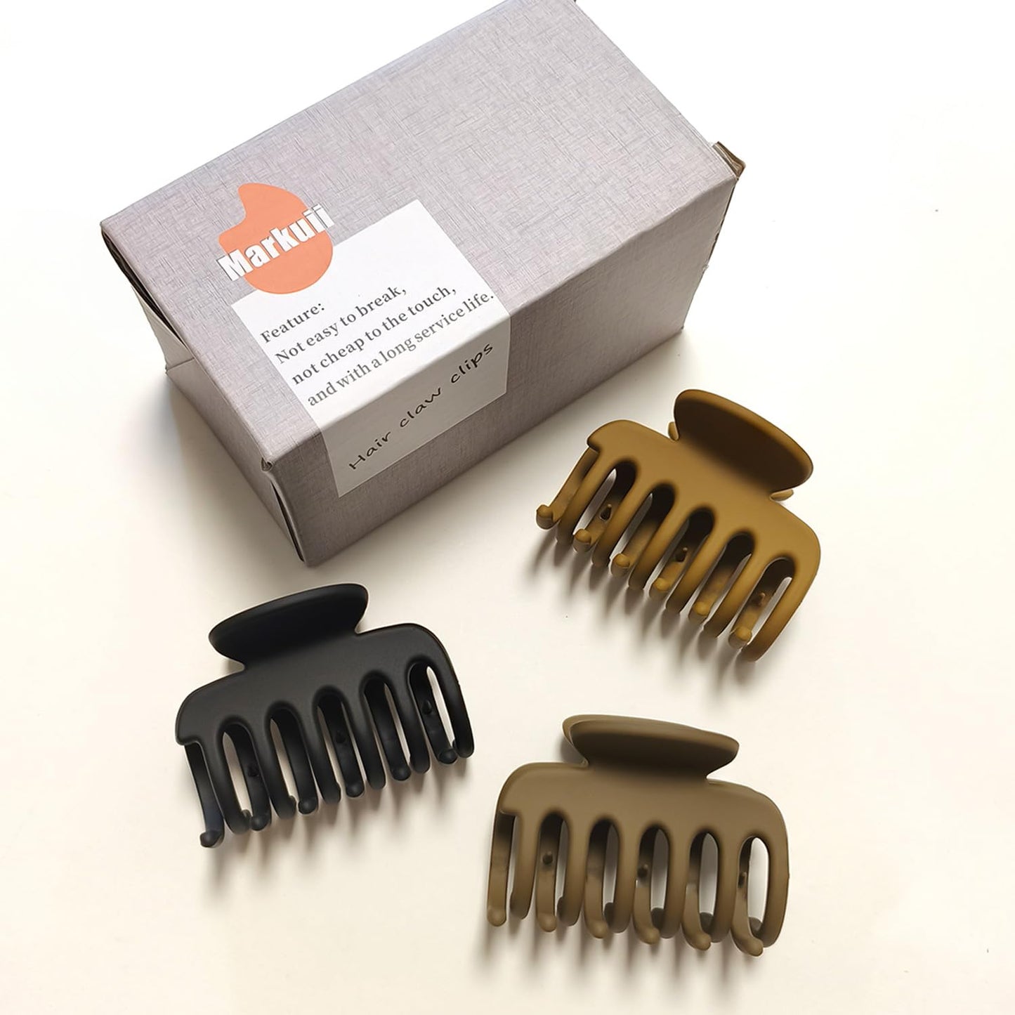 2.7 Inch Matte Hair Claw Clips No Slip Matte Unbreakable Clip for Momen Thin and Medium Thick Hair, 3 Pack