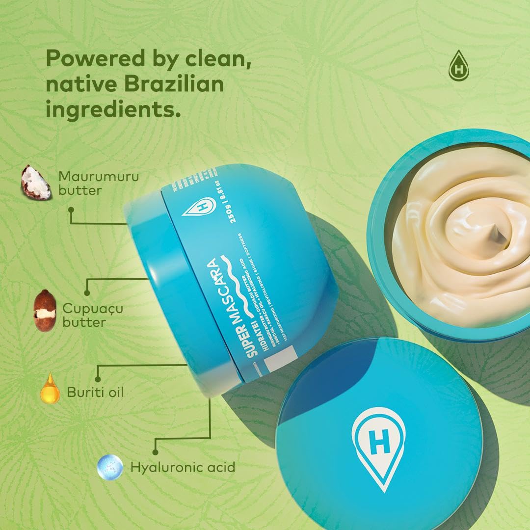 Hidratei Brazilian Beauty Super Hair Mask | Deep Hydration Hair Mask | Damaged Hair Repair | Dry Hair Treatment | Ultimate Hair Moisturizer for Silky, Hidrated Hair | 8.8oz