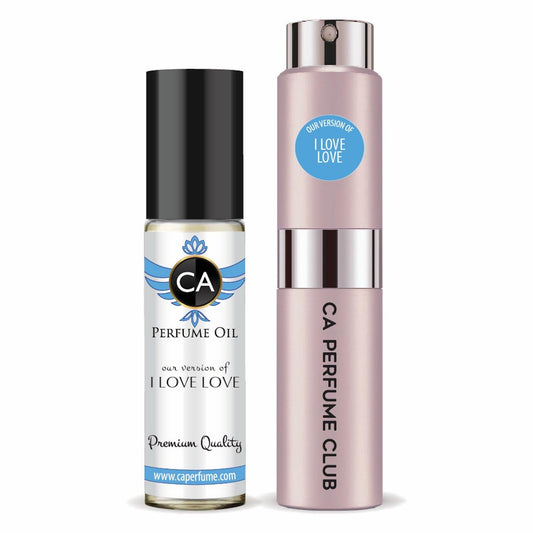 CA Perfume Duo Impression of I Love Love For Women Perfume Layering Set Long Lasting Travel Size EDP + Body Oil Roll-On Bottle 0.27 Fl Oz+0.33 Fl Oz