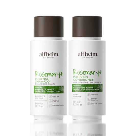 ALFHEIM Rosemary+ Purifying Shampoo & Conditioner Set Travel Size – Balancing Care for Oily & Fine Hair with Rosemary, Peppermint & Jojoba Oils – Deep Cleanse, Lightweight Hydration, Sulfate Free