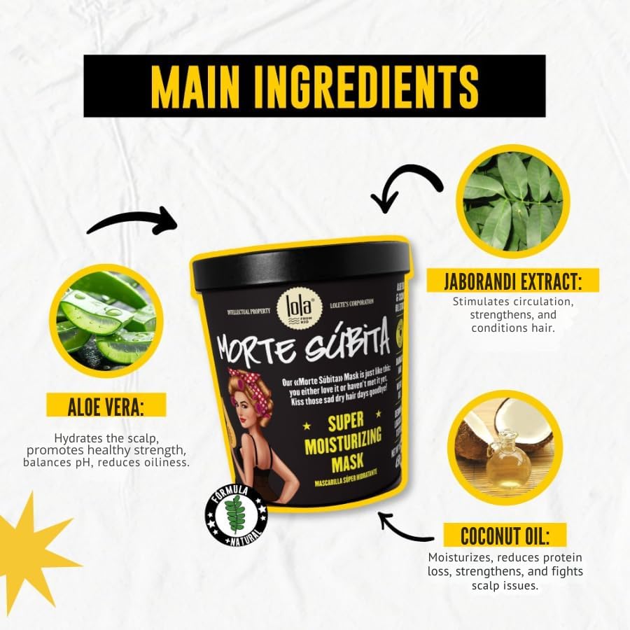 Lola From Rio - Morte Subita - Intensive Treatment Hair Mask For All Types of Dry, Damaged, Frizzy, Chemically Treated Hair 15.87 oz