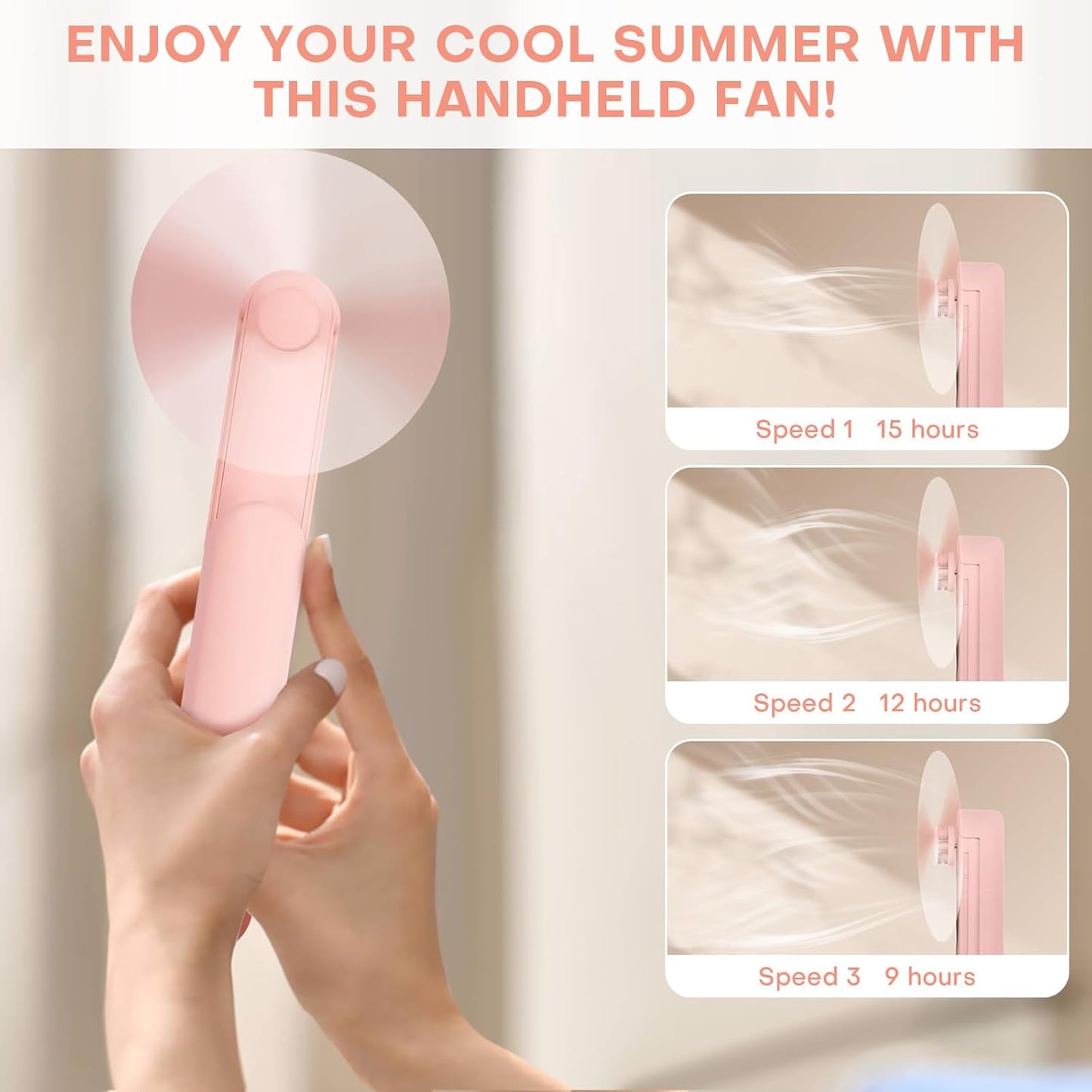 Nezylaf Portable Mini Handheld Fan, Small Rechargeable Personal Fan with Pocket Power Bank Design for Travel/Women Gifts/Disney World Accessories/Theme Park Essentials