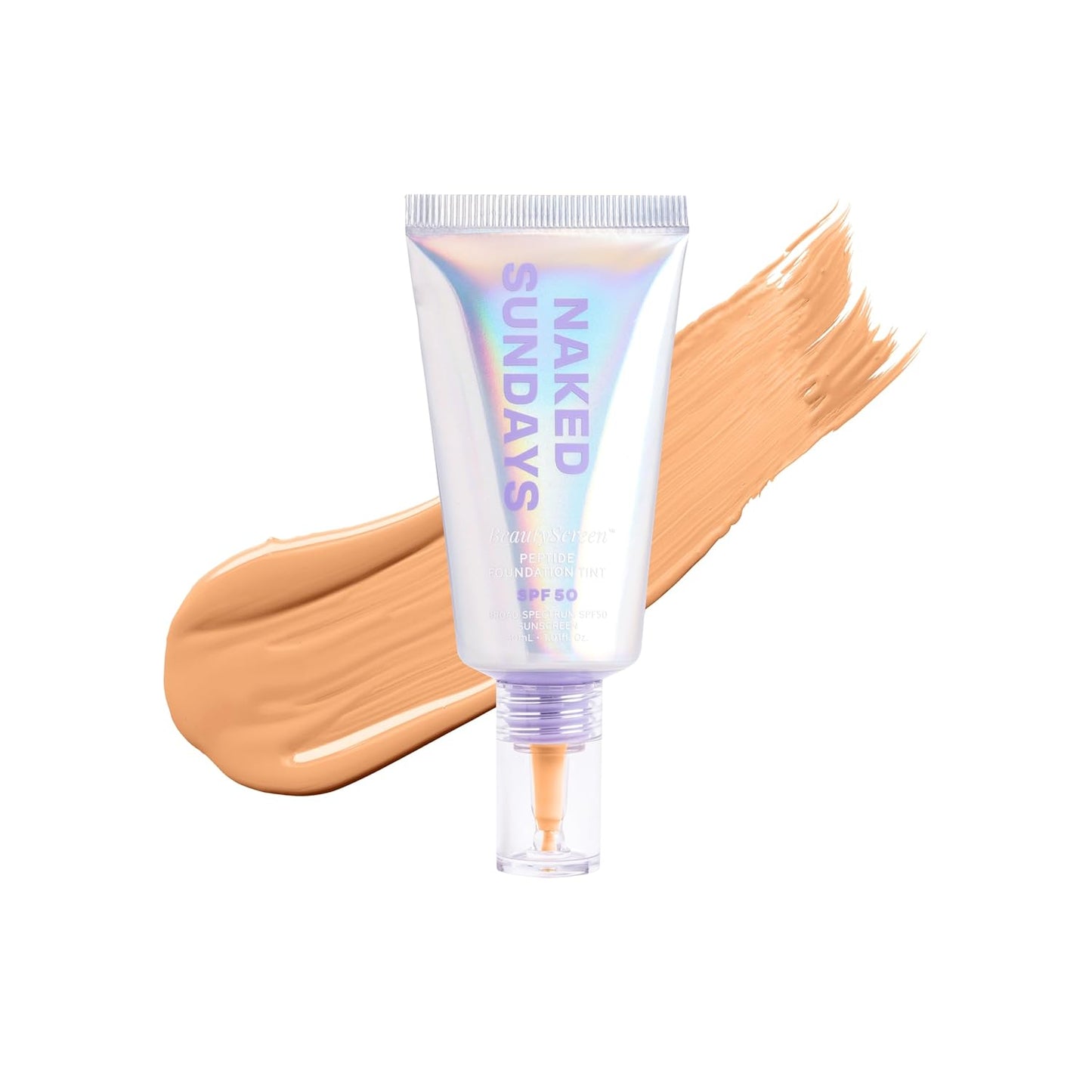 Naked Sundays BeautyScreen™ SPF 50 Mineral Peptide Foundation Tint 2-in-1 Skin Tint & Mineral Sunscreen- Radiant, Buildable Coverage, Acne-Safe (3.5 Light Medium Cool, 1.01 Oz)