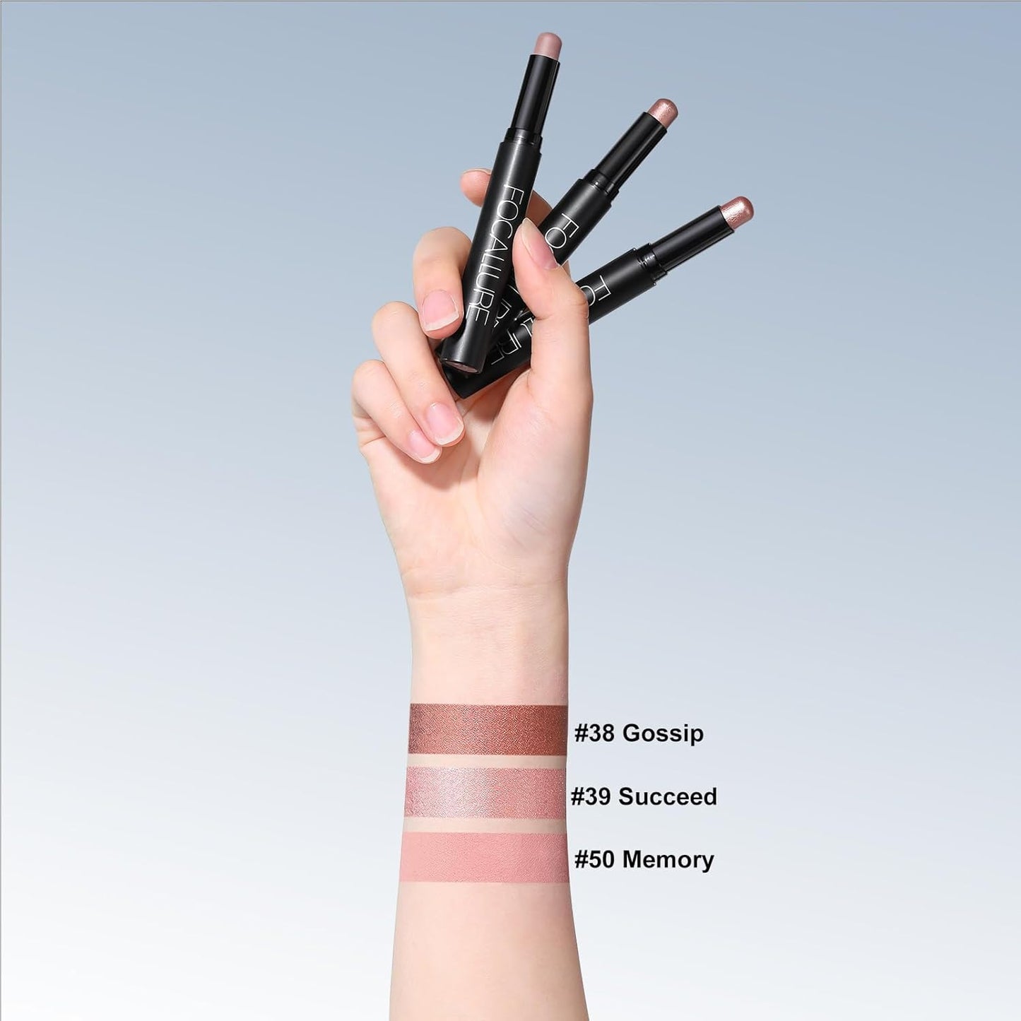 FOCALLURE 3PCS Cream Eyeshadow Stick Sets,Matte and Shimmer Eye Brightener, High Pigmented Crease-proof Pencil,Long Lasting Eye Shadow Highlighter Makeup,Rose Mirage