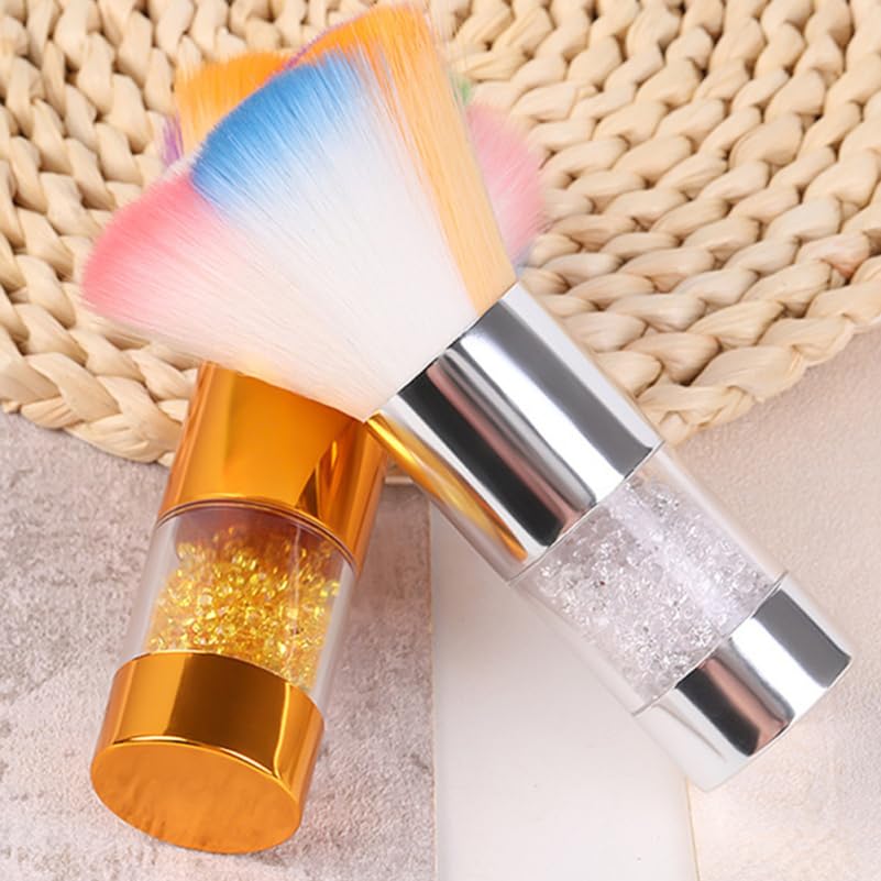 FRCOLOR 2 Pcs Nail Dust Cleaning Brush Ergonomic Handle Soft Bristles for Makeup Blush Nail Care Dual Color Design Versatile Beauty Tool for Manicure Makeup Applications