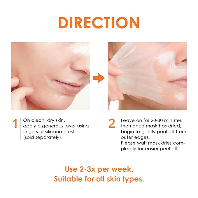 Peel Off Face Mask Vitamin C Peel Off Masks, Blackhead Mask Orange Peeling Lotion Gentle Exfoliating Blackhead Remover Poreless Deep Cleanse Purifying Hand Masks for Face Arms Neck Gifts 3.4 FLOZ