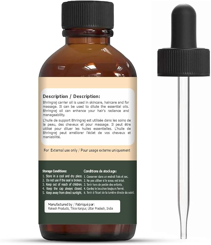 Bhringraj (Eclipta alba) Oil | Pure & Natural Carrier Oil for Skincare, Hair Care & Massage - 30ml/1.01fl oz