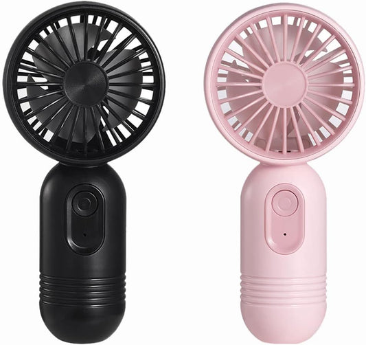 Mini Portable Fan 2 Pack, Cute Handheld Fan Battery Operated Lightweight Small Personal Fan with 3 Speeds and USB Rechargeable Eyelash Fan for Stylish Girl Kids Women Men Office Outdoor Travel Camping