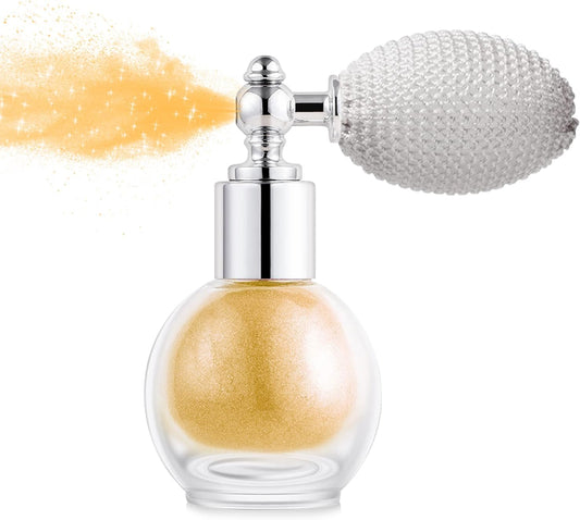 Hair and Body Glitter Spray, Holographic Glitter Highlighter Powder, Face Body Clothes Shiny Glitter, Loose Shimmer Hairspray Festival Rave Prom Accessories (Gold)