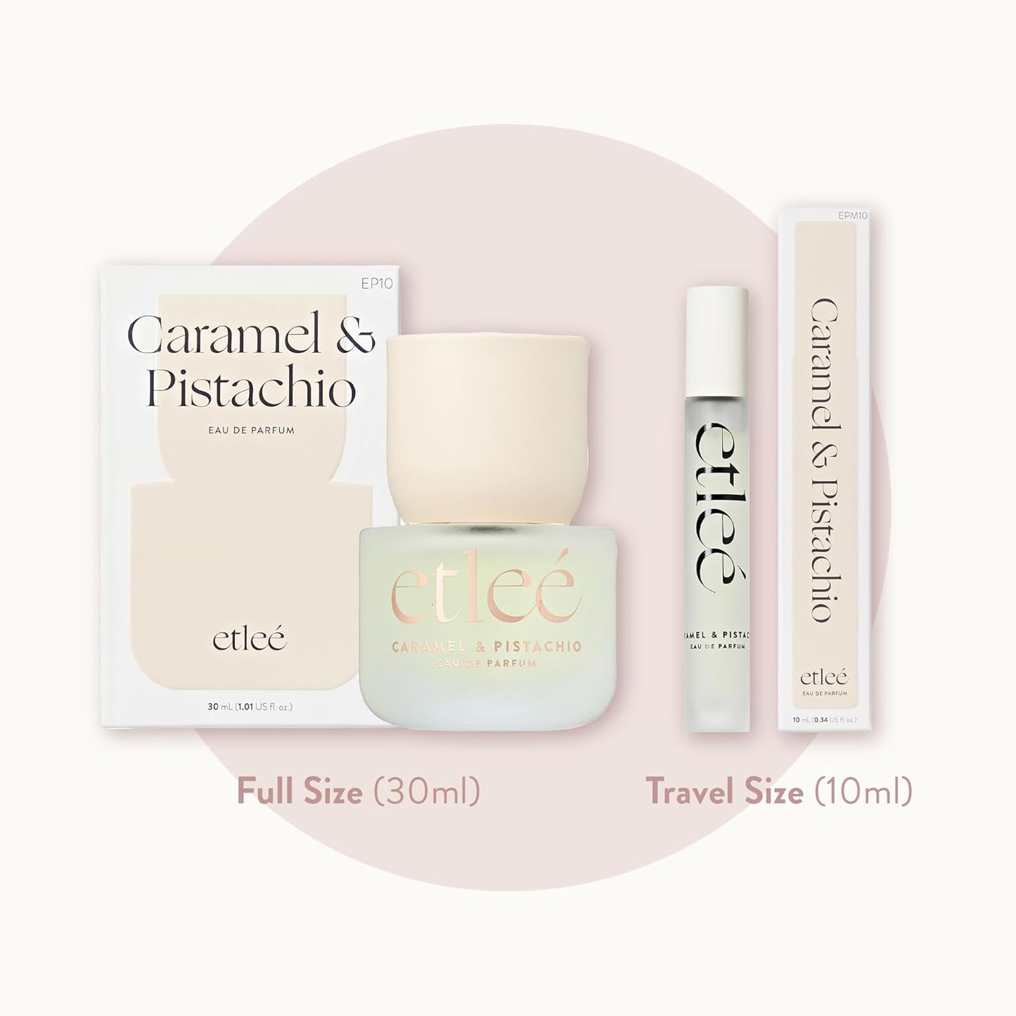 Caramel & Pistachio Eau de Parfum 0.34oz, Long Lasting Perfume Inspired by SDJ 62+Kay Pistachio, Aromatic Oriental Notes With Vanilla, Almond, Milk & Jasmine, Luxury Fragrance for Women & Men