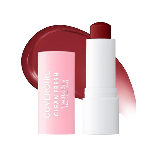 CoverGirl Clean Fresh Tinted Lip Balm, Vegan Formula, Hydrating, Natural Finish, Cruelty Free, Bliss You Berry, 1 Count