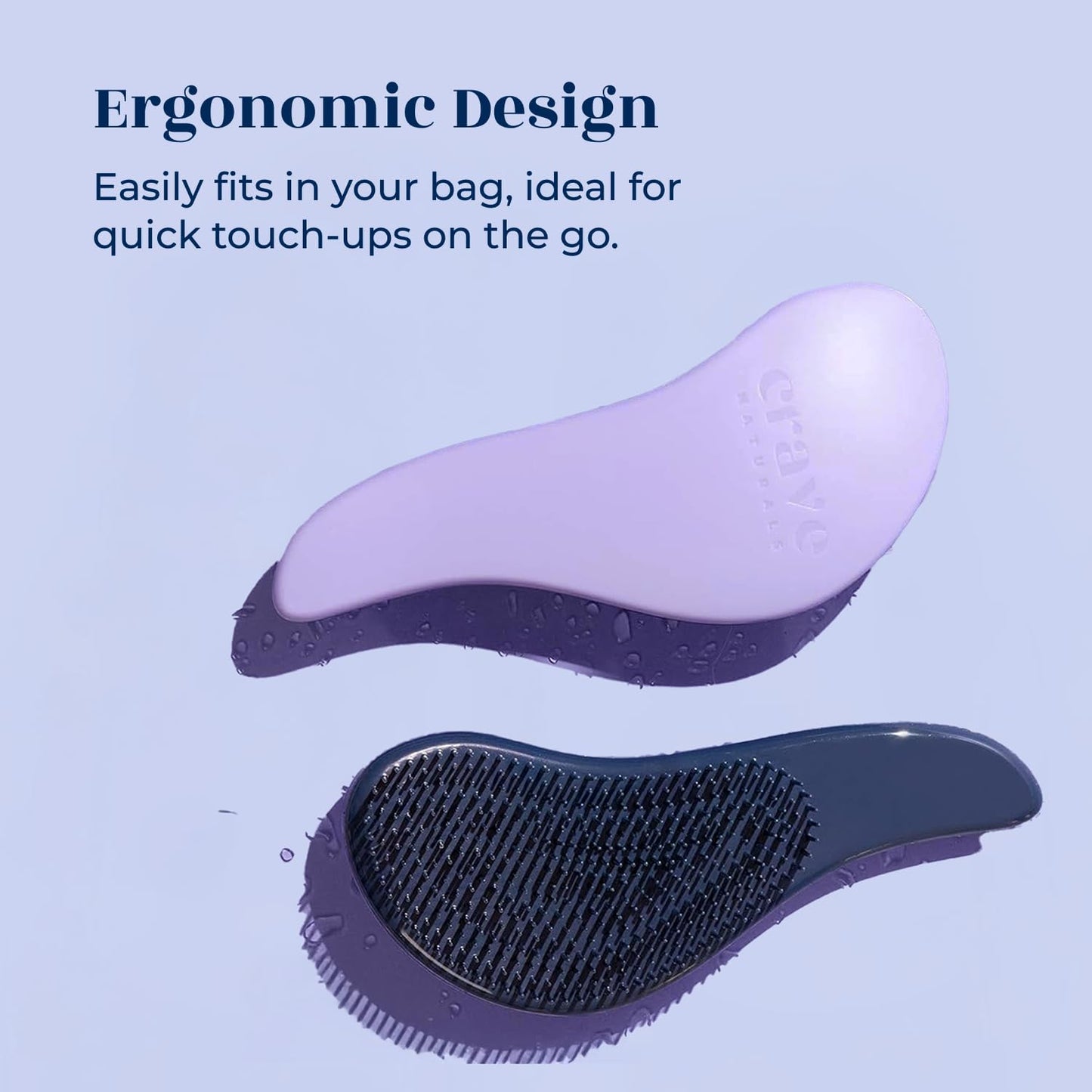 Crave Naturals Glide Thru Detangling Hair Brush for Adults and Kids - Detangler Hairbrush for Curly or Straight, Wet or Dry Hair - Gentle on Tangles Comb - Purple and Pink Hearts (Pack of 2)