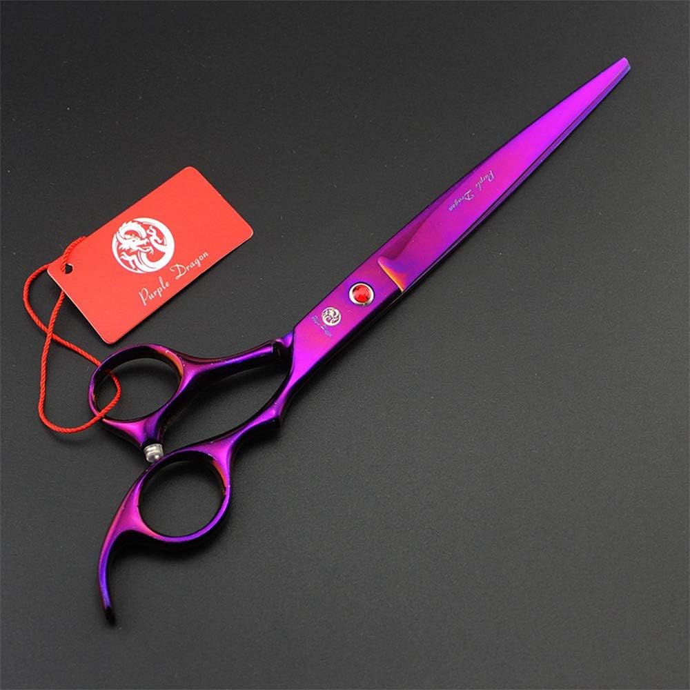 Purple Dragon 8.0 inch Dog Hair Cutting, Curved and Thinning Scissors Shear Pet Grooming Tool Kit (Purple)