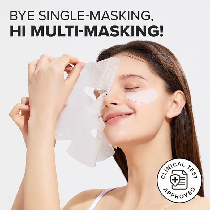 I DEW CARE Glass Skin Face Mask Variety Pack - Hot as Sheet | Korean Face Masks Skincare, 5-Day Eye&Face Multi-masking Set, Moisturizing, Soothing, Pore Tightening, Firming