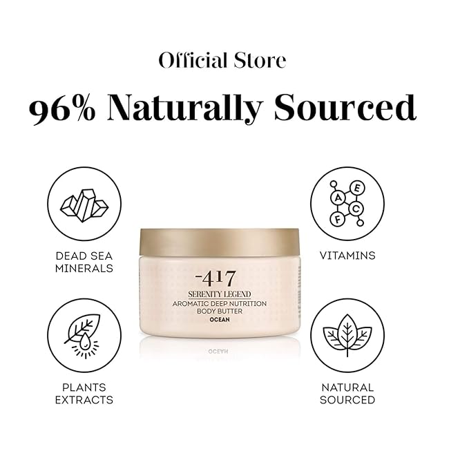'-417 Dead Sea Cosmetics Ocean Deep Nutrition Body Butter For Dry Skin - Nourishes & Protects from UV Radiation - Softening Body Moisturizer - With Shea Butter & Aloe Vera - All Natural 8.4 oz