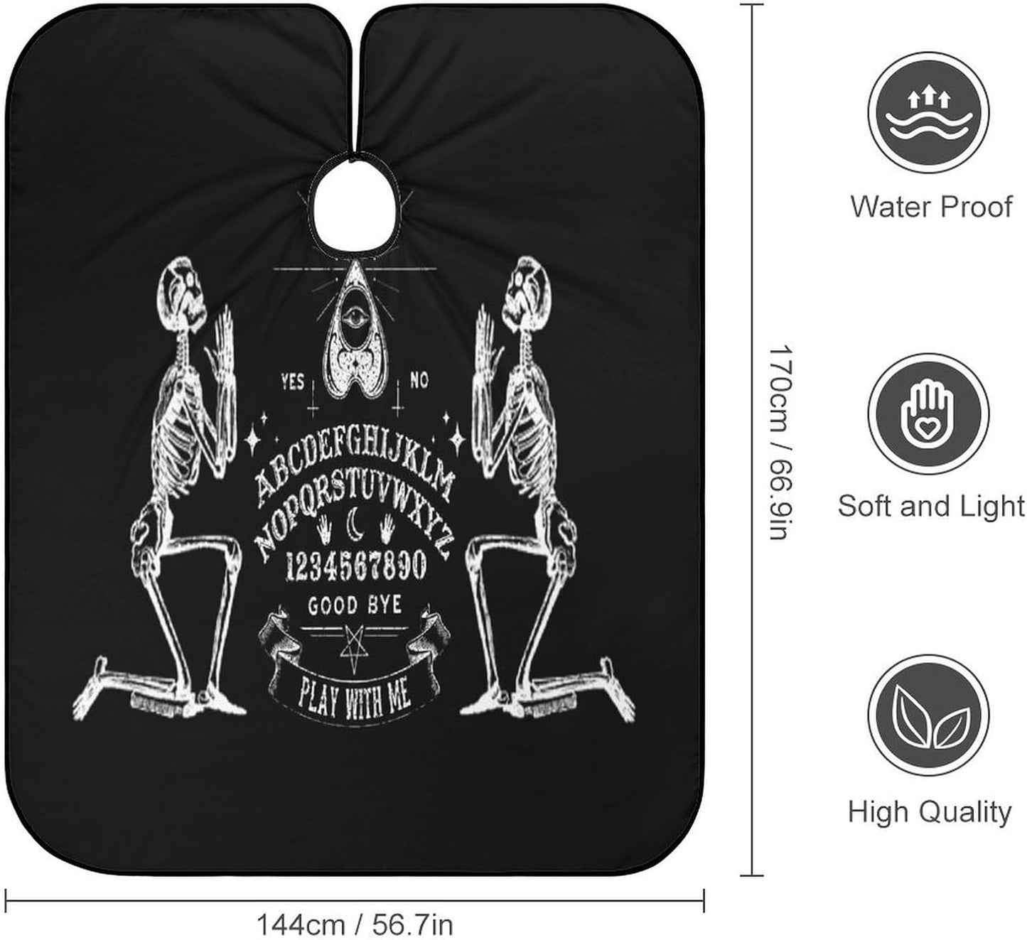 Hair Cut Cape Magical Game Spirit Board Gothic Skull Skeleton Art Hairdresser Apron for Hairdressers, Hair Coloring, Water Resistant Professional Barber Cape Haircut Barber Gown Barber Aceessories