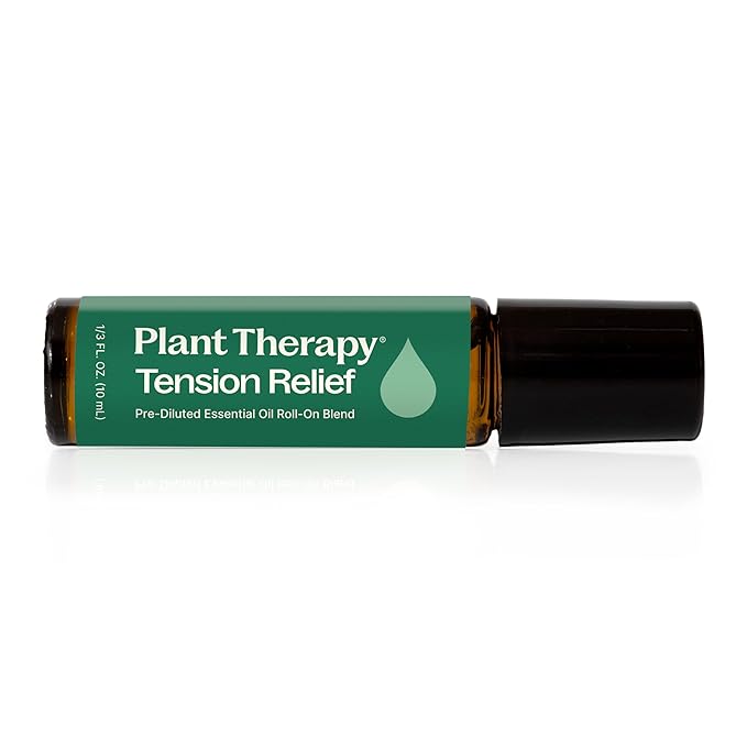 Plant Therapy Tension Relief Essential Oil Blend Pre-Diluted Roll-On 10 mL (1/3 oz) 100% Pure, Therapeutic Grade Essential Oils Diluted in Fractionated Coconut Oil