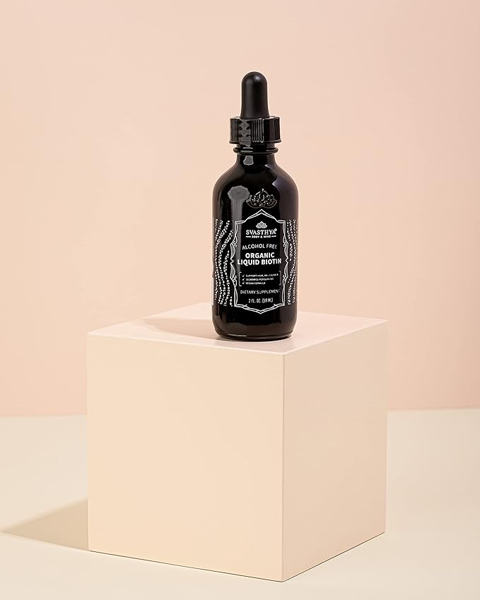 Svasthya Body & Mind Organic Liquid Biotin Drops for Strong Hair Growth - Vitamin B Complex for Women - Natural Hair Growth Supplement