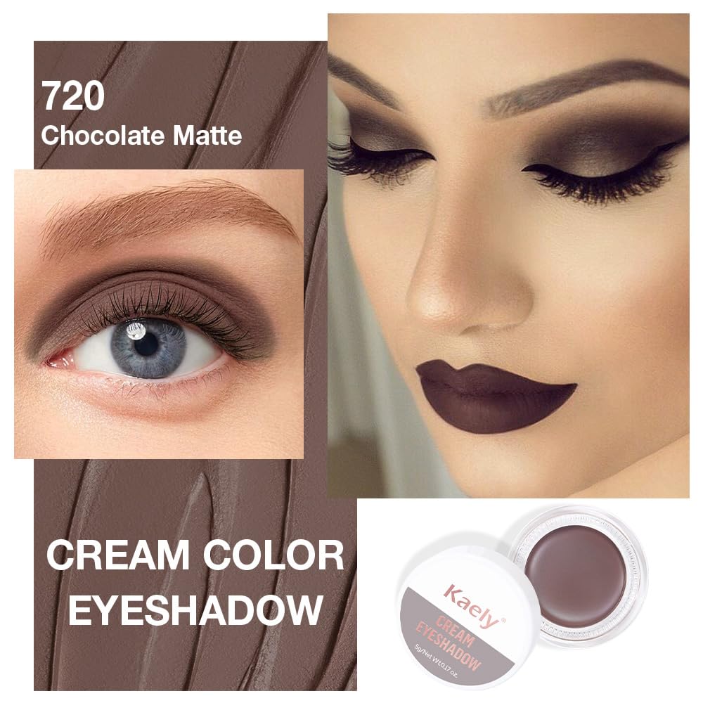 evpct Matte Chocolate Dark Brown Single Cream Eye Shadow Palette Pot Makeup for older Women, Highly Pigmented Monochrome Cream to Powder Eyeshadow Palette Matte Liquid eyeshadow, Natural Waterproof