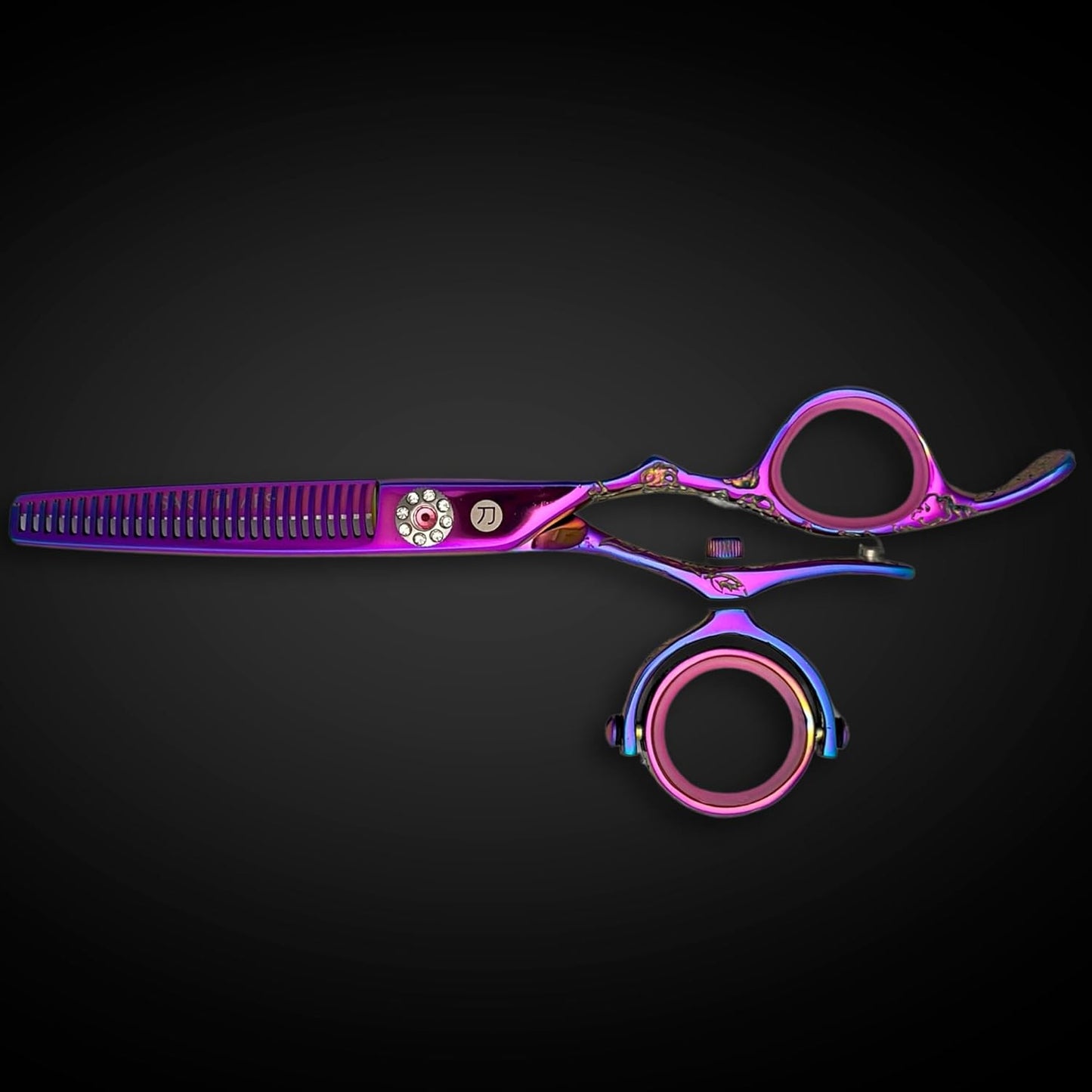 Swivel 5.5" Saki Kohana Pink Hair Shear Set (Swivel Cutting Shears, Swivel Thinning Shears, Razor, Case) - 440C Steel - For Professional Use