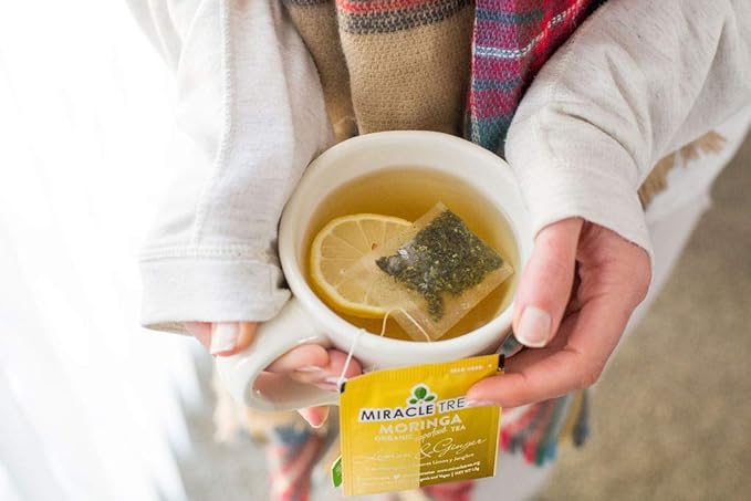 Miracle Tree - 6 Count of Organic Moringa Superfood Tea, 25 Individually Sealed Tea Bags, Lemon & Ginger (Keto, Detox, Energy/Immunity Booster, Vegan, Gluten-Free, Organic, Non-GMO, Caffeine-Free)