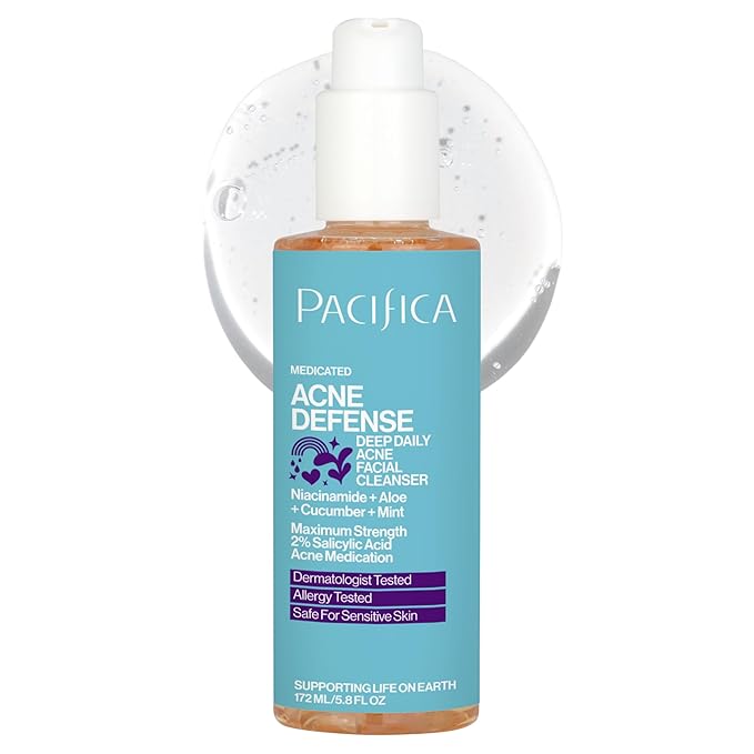 Pacifica Acne Defense Face Wash - Deep Pore Purifying Face Cleanser - w/ 2% Salicylic Acid, Pore Reducing Niacinamide & Inflammation Reducing Cucumber - for Sensitive Skin Vegan Dermatologist Tested