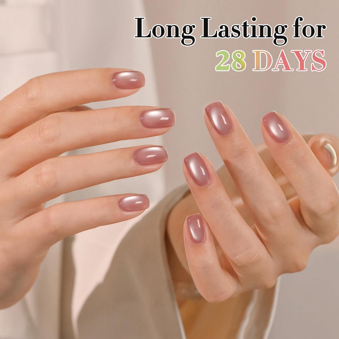 Double Rhythm Jelly Glass Cat Eye Gel Polish with Magnet 15ML Holographic Glitter Shimmer Translucent Sheer Color Magnetic Nail Polish Salon DIY at Home (Jelly Pale Purple-MC1100)