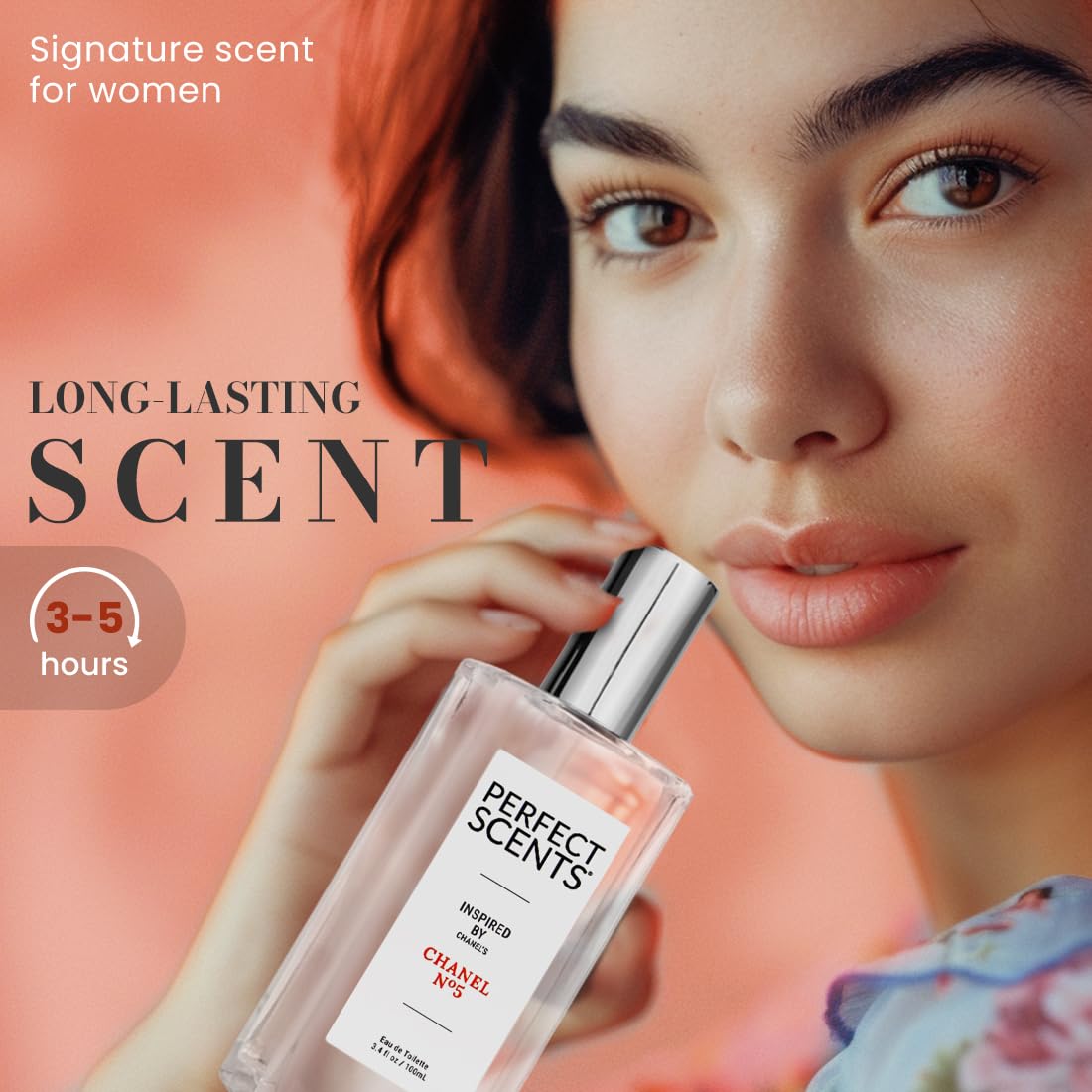 Perfect Scents Fragrances, Inspired by Chanel’s No. 5, Women’s Eau de Toilette, CLEAN, Vegan, Paraben-Free, Phthalate-Free, Never Tested on Animals, 3.4 Fluid Ounces