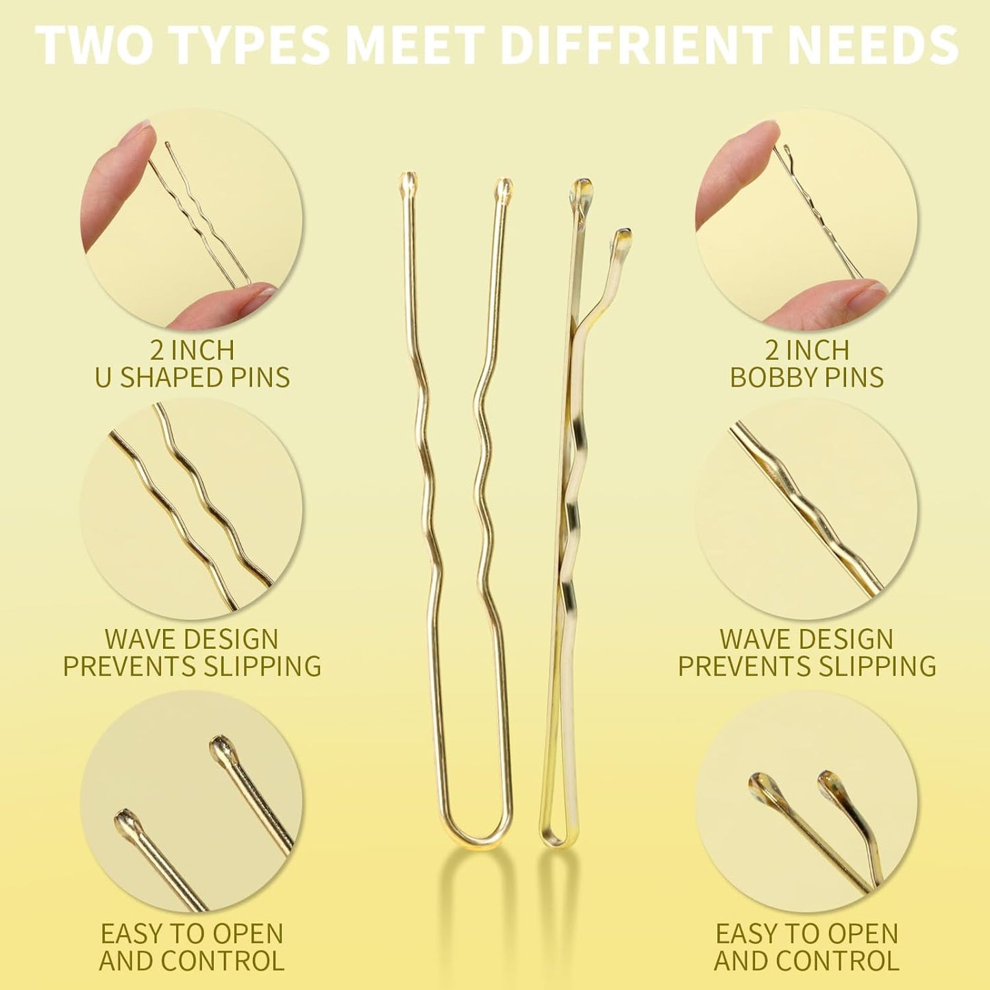 Teenitor 100Pcs Blonde Bobby Pins, Bobby Pins Blonde Gold Hair Pins, Gold Hair Pins for Women 2inch