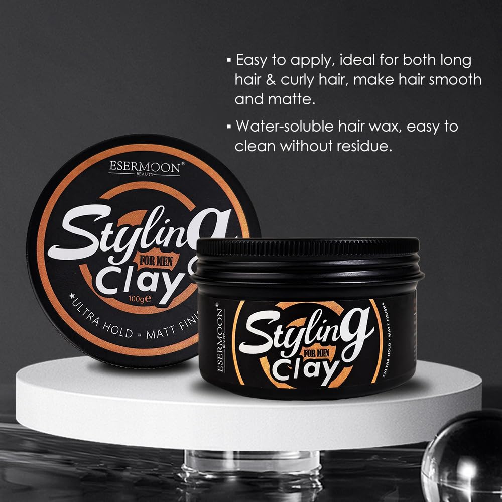 Ultra Hold Hair Clay for Men - Matte Hair Styling Clay for Men, Touchable Texture, Light Scent, No White Residue, Easy Wash, 3.53oz
